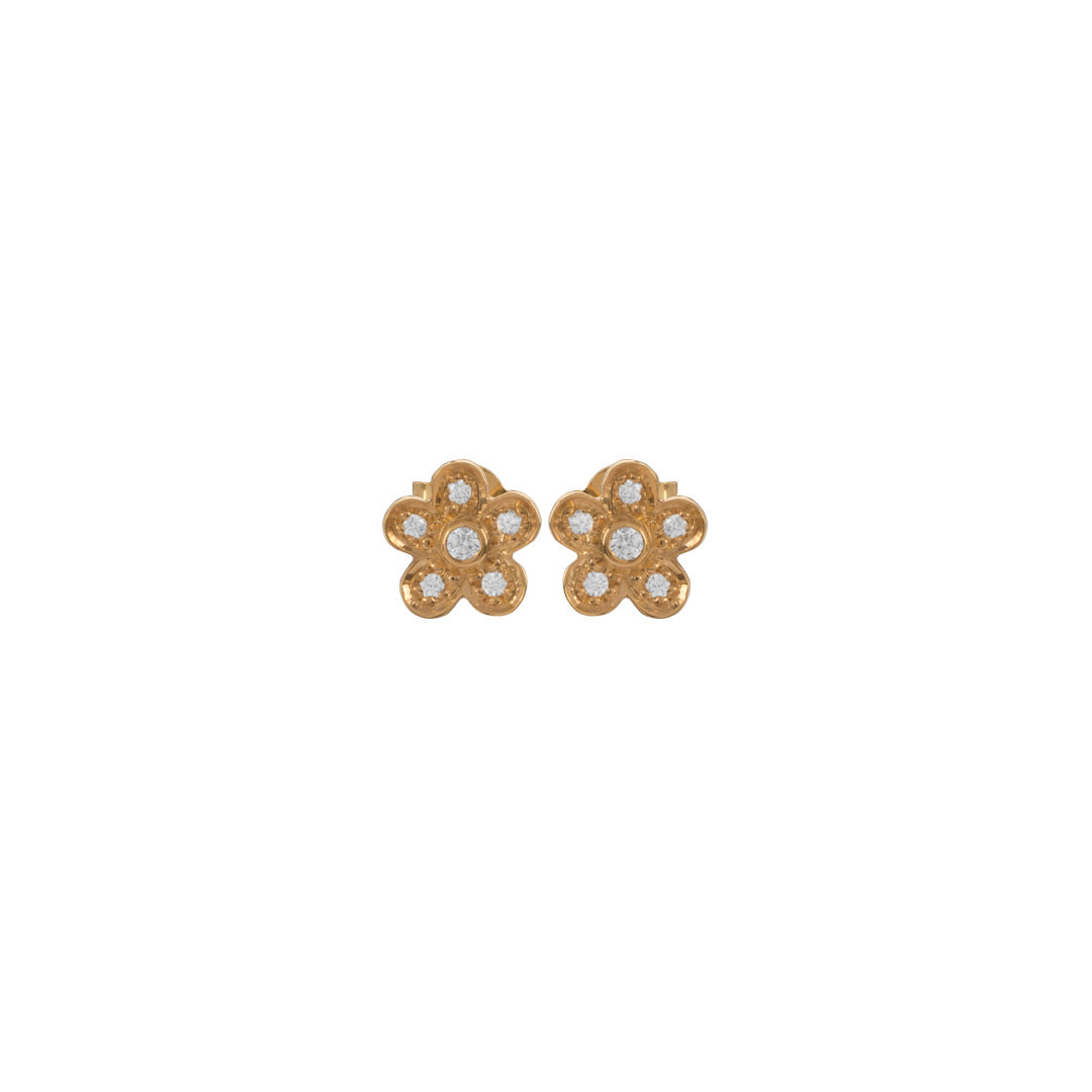 Gold Flower Earrings, Brincos Flor em Ouro