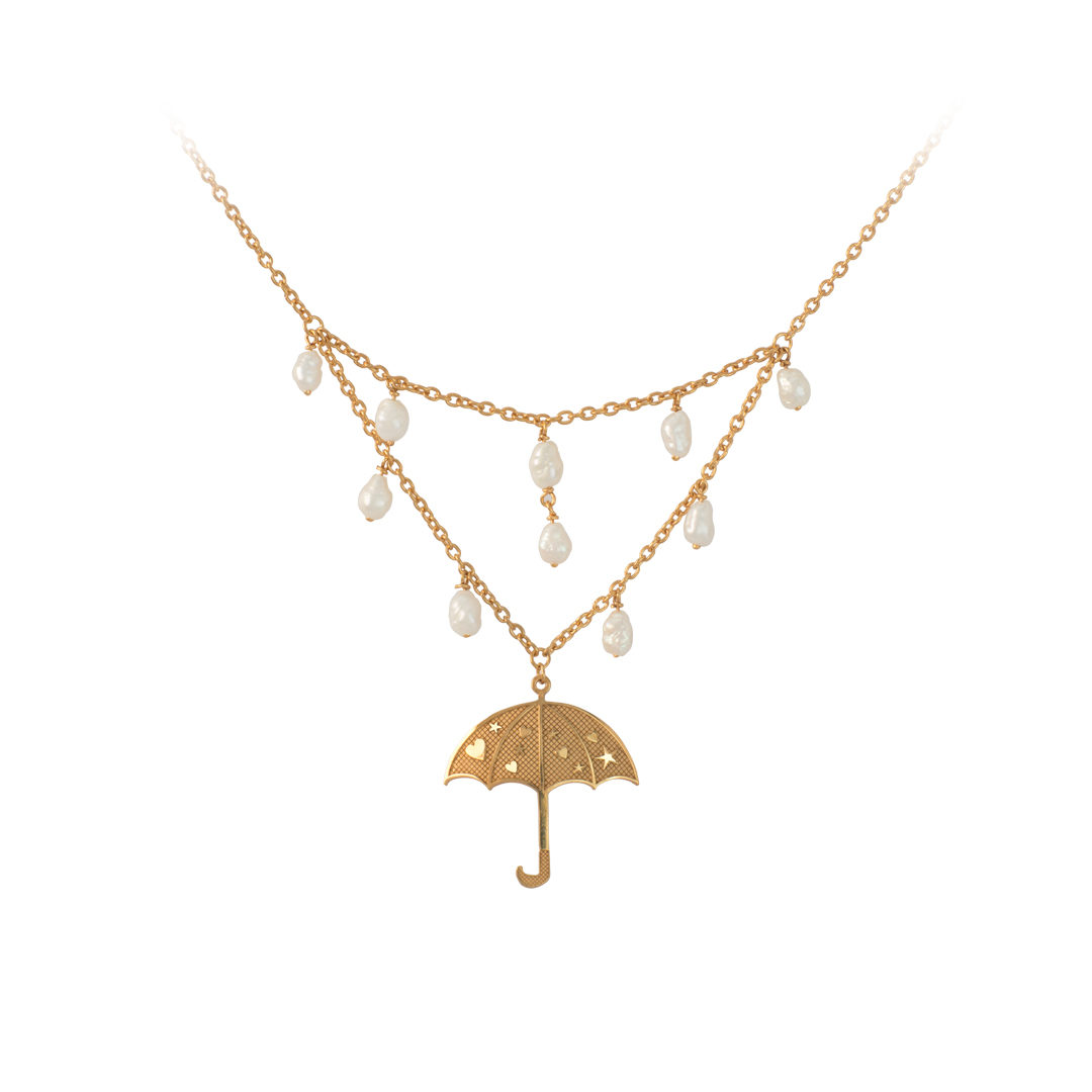 Silver Umbrella Necklace, Colar Guarda Chuva