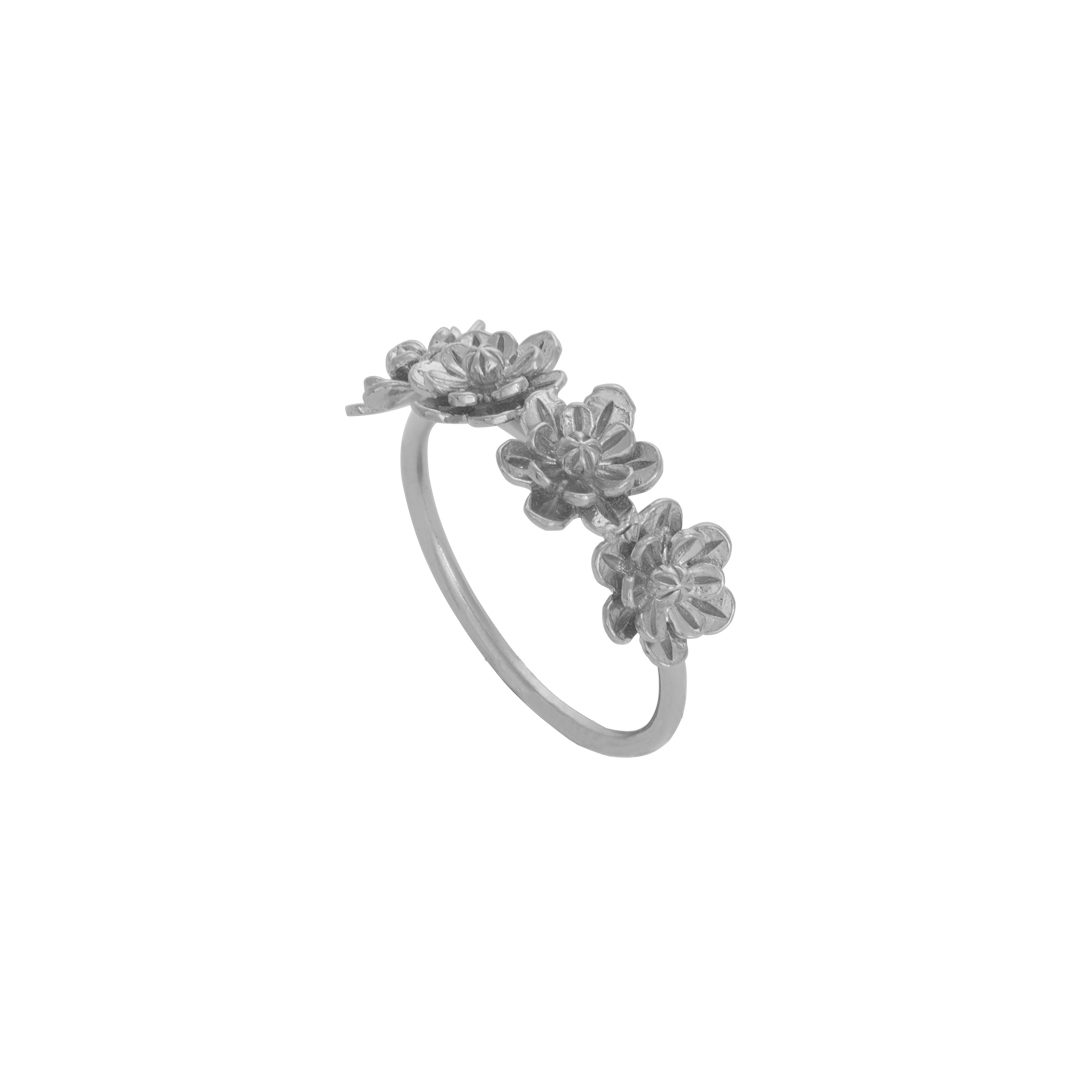 4 Flower Silver Ring, Anel 4 Flores em Prata