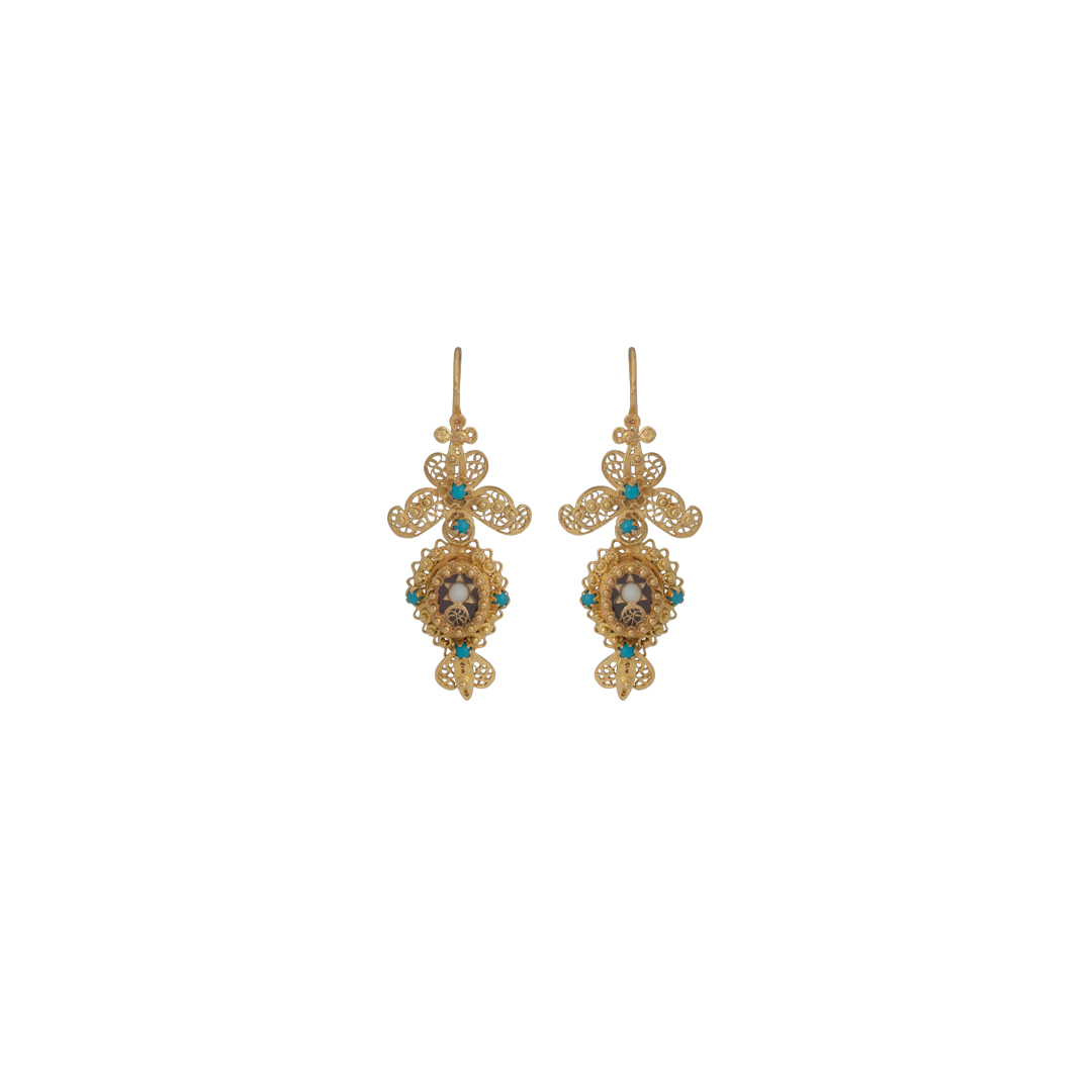 Filigree Gold Shrine Earrings, Brincos Filigrana Relicário em Ouro 19.25Kt 100%.